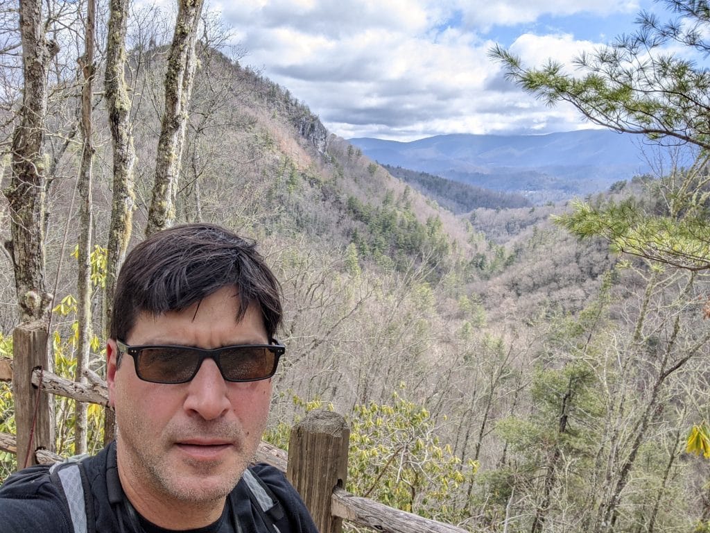 Picturesque vista hiking Rocky Fork State Park.